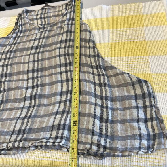 Flax Designs Linen Artistic Tunic Plaid Oversize Size Small P Brown - Picture 12 of 13